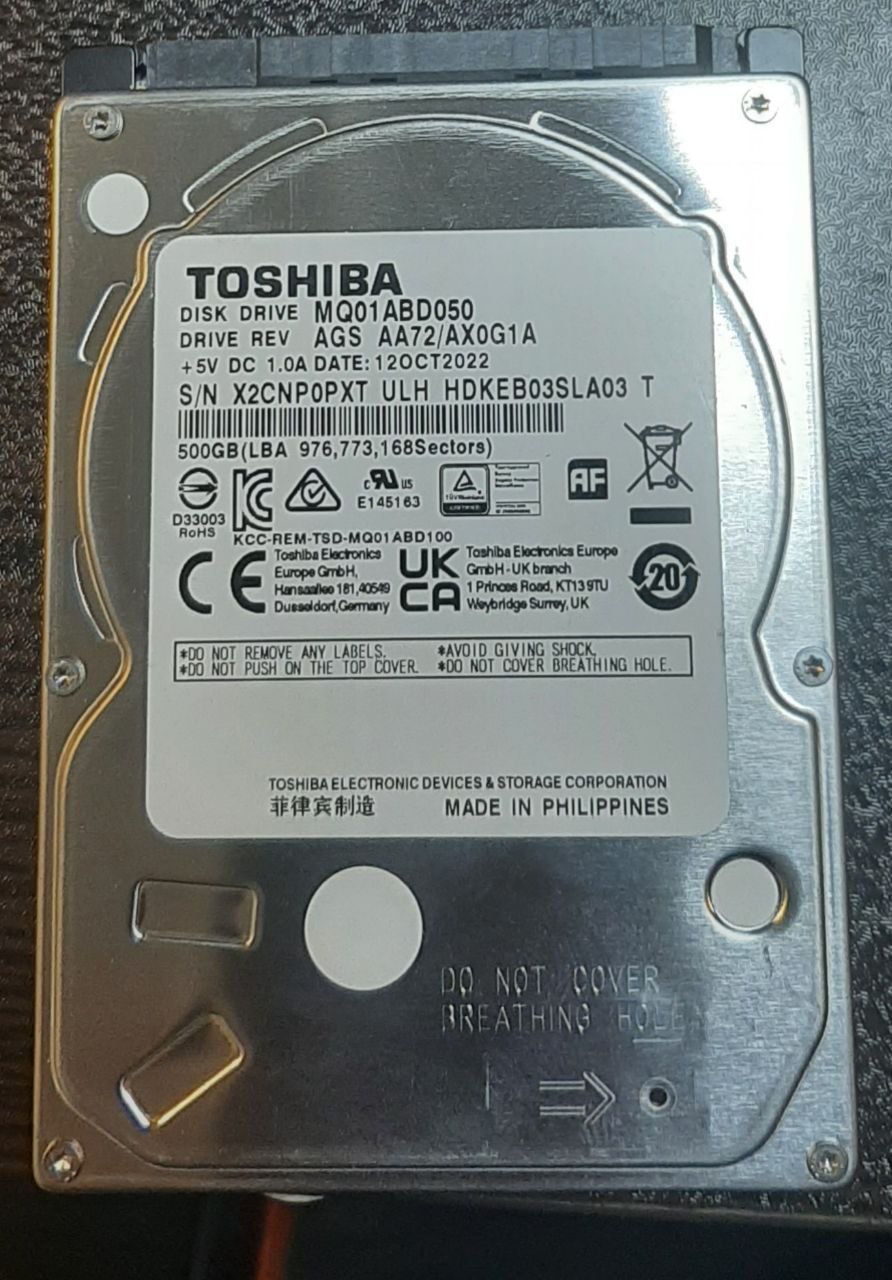 هارد لپ تاپ اینترنال توشیبا مدل Toshiba MQ04ABf100 ظرفیت 500 گیگابایت
